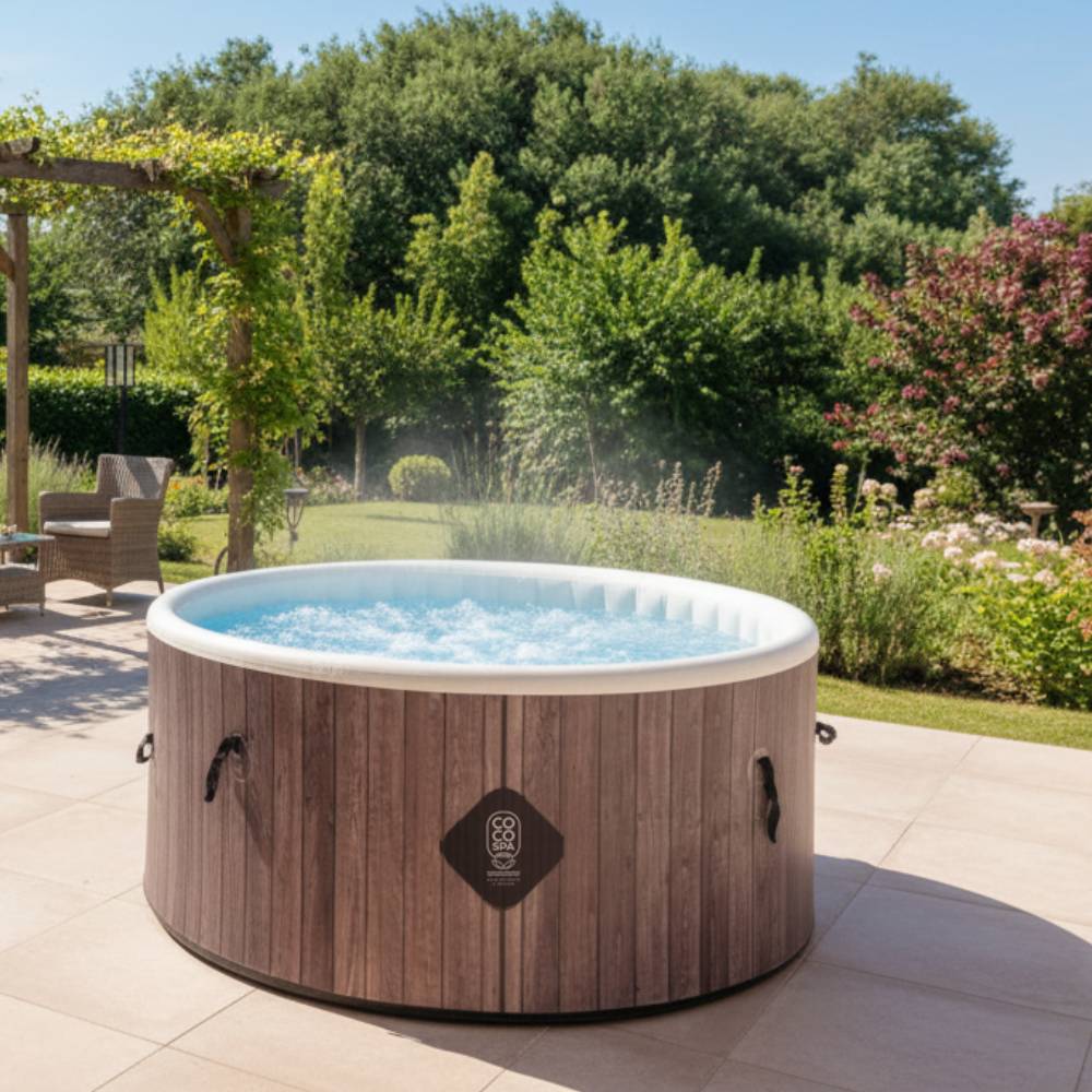 Spa gonflable 2 places chauffant & massant imitation bois 150cm - Image 2