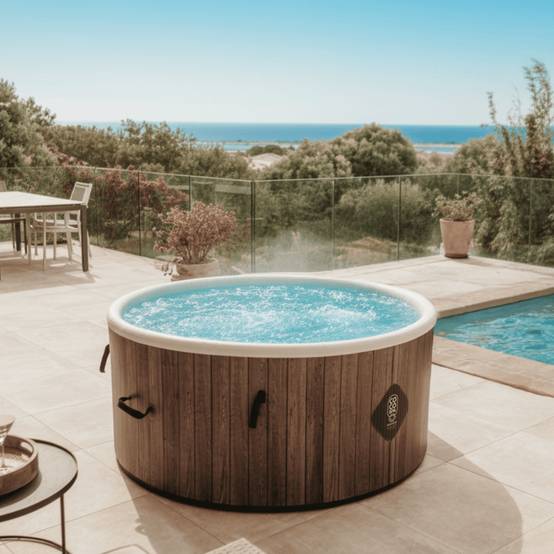 Spa gonflable 2 places chauffant & massant imitation bois 150cm - Image 4