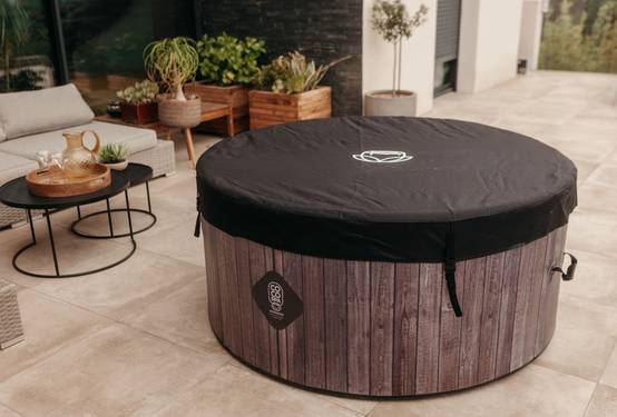 Spa gonflable 2 places chauffant & massant imitation bois 150cm - Image 9