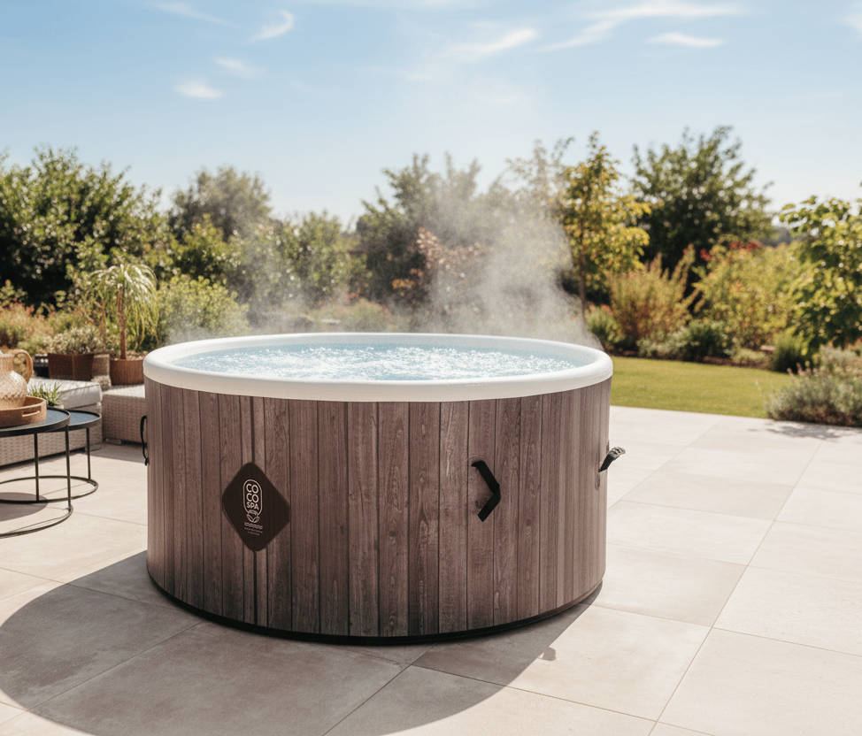 Spa gonflable 2 places chauffant & massant imitation bois 150cm - Image 5