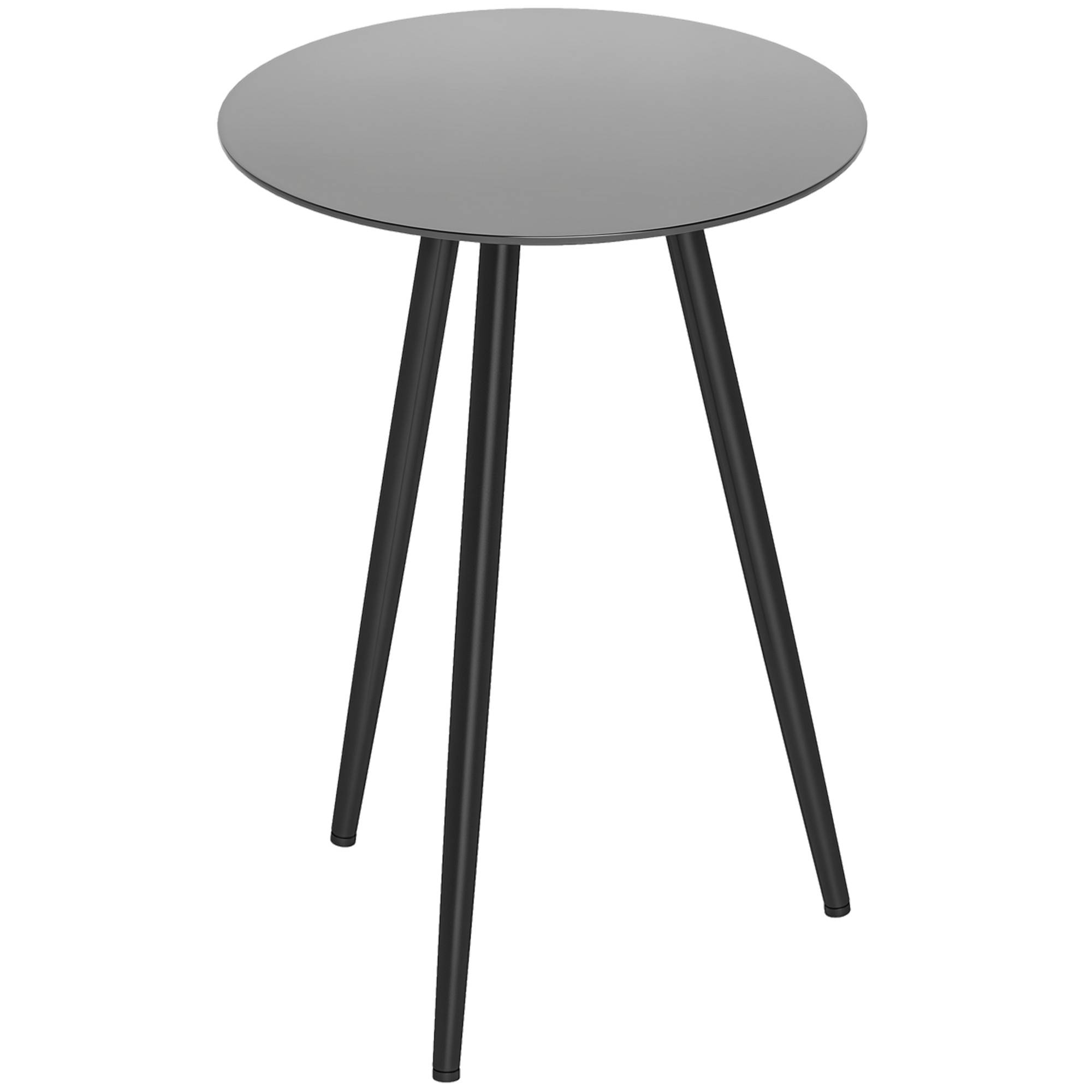 Petite table basse ronde, table d'appoint, plateau en verre trempé, pieds effilés, cadre en acier, Ø 40 x 50 cm, noir - Image 1