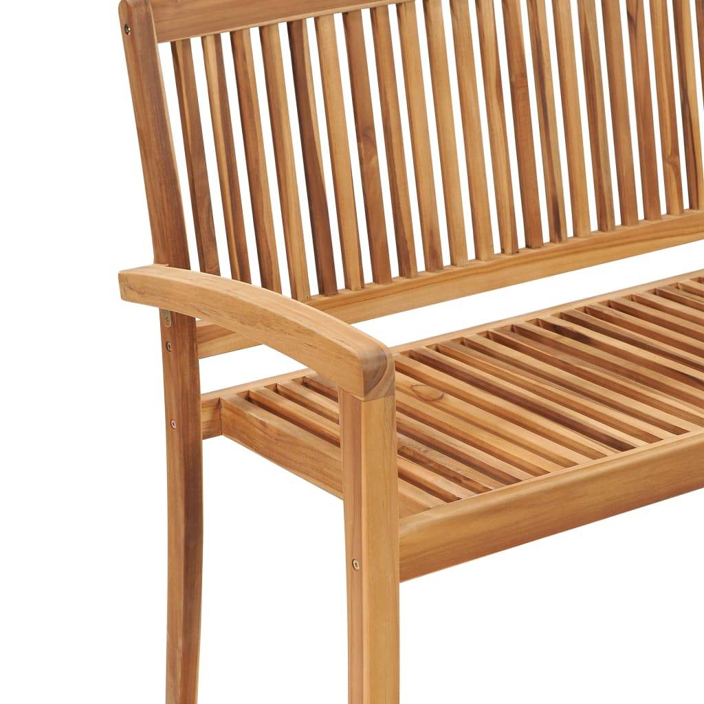 Helloshop26 - Banc de jardin meuble de patio d'extérieur terrasse empilable et coussin 128,5cm bois de teck massif - Imagen 4
