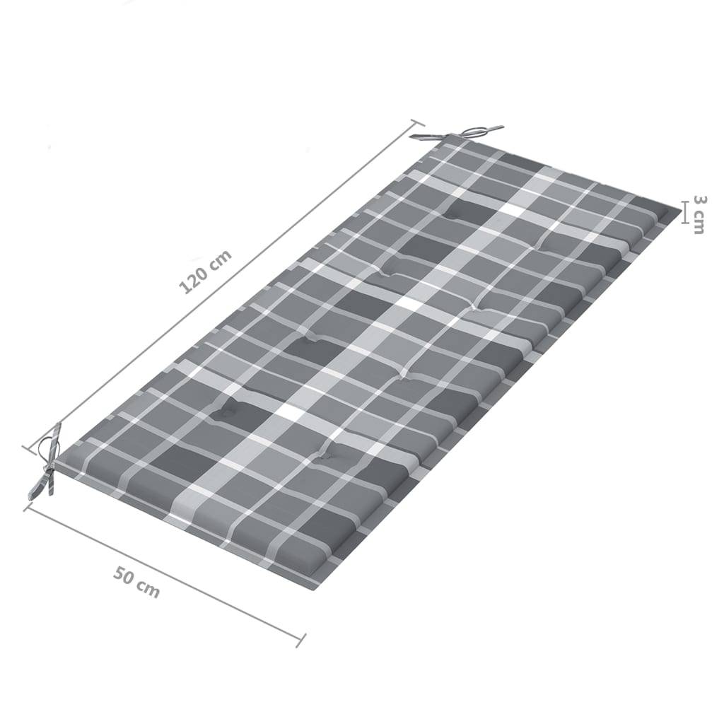 Helloshop26 - Banc de jardin meuble de patio d'extérieur terrasse empilable et coussin 128,5cm bois de teck massif - Imagen 8