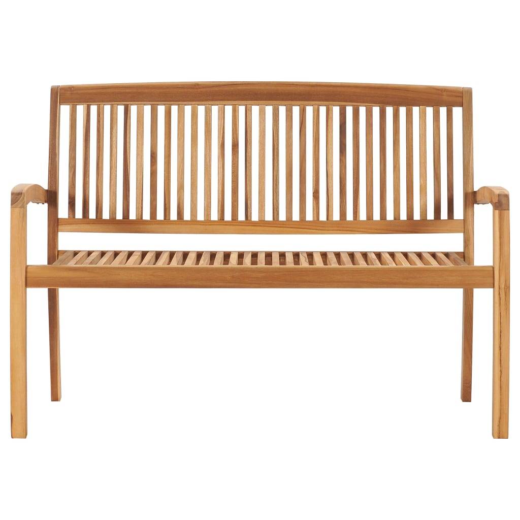 Helloshop26 - Banc de jardin meuble de patio d'extérieur terrasse empilable et coussin 128,5cm bois de teck massif - Imagen 3