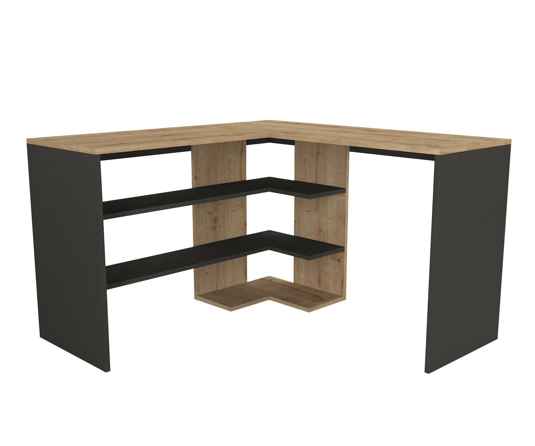 bureau d'angle pacas bois naturel et anthracite - Image 1