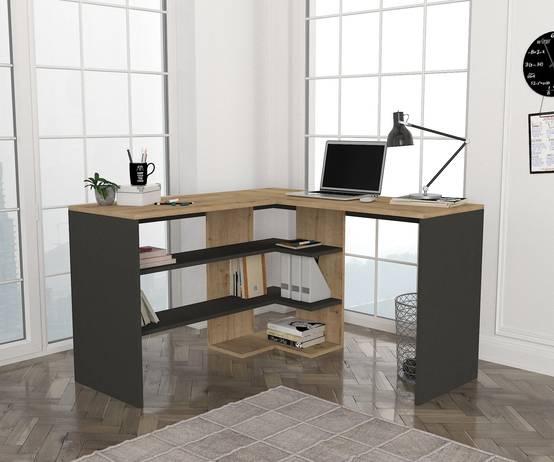 bureau d'angle pacas bois naturel et anthracite - Image 3