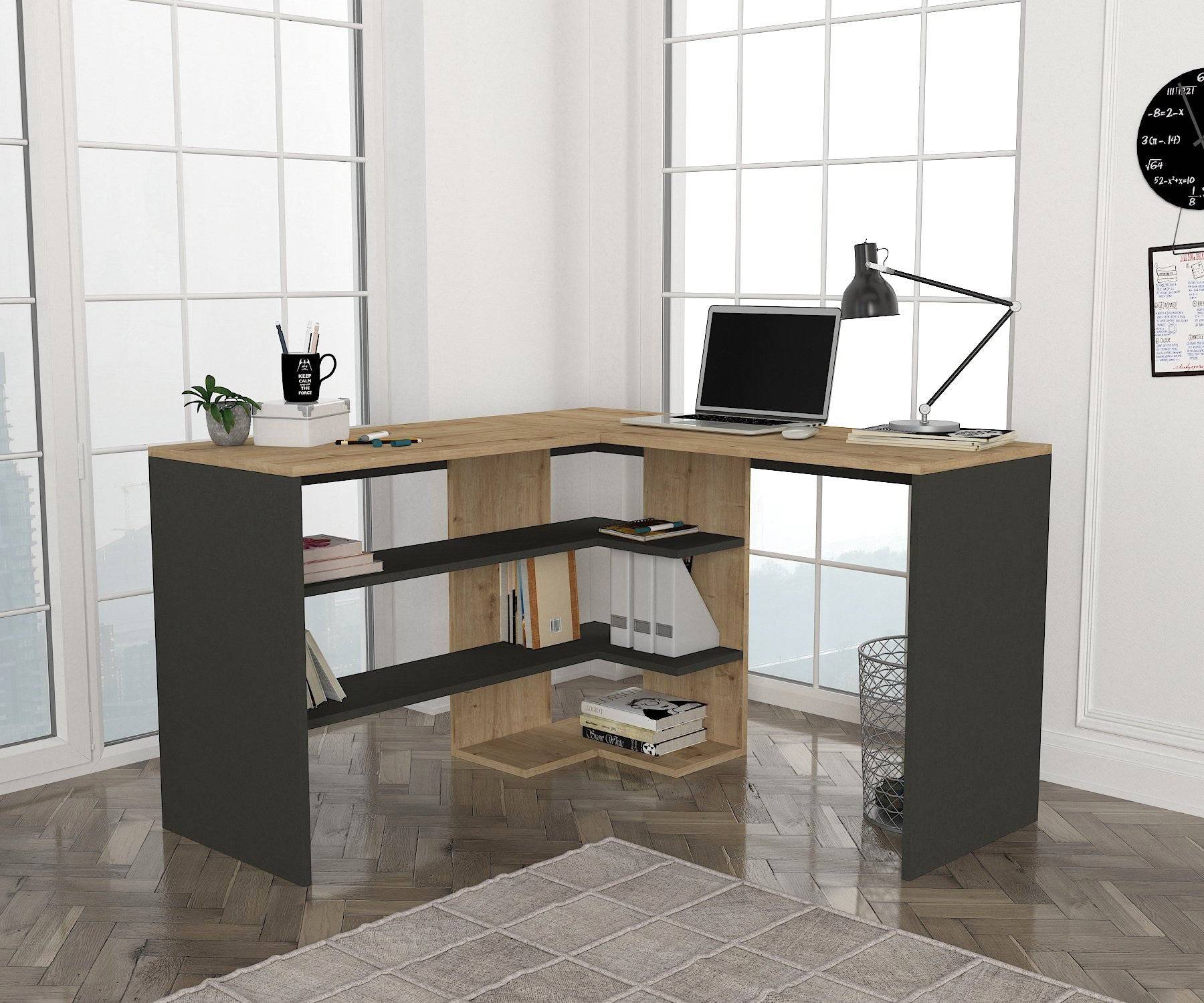 bureau d'angle pacas bois naturel et anthracite - Image 3