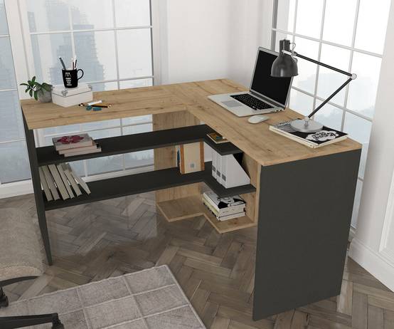 bureau d'angle pacas bois naturel et anthracite - Image 4
