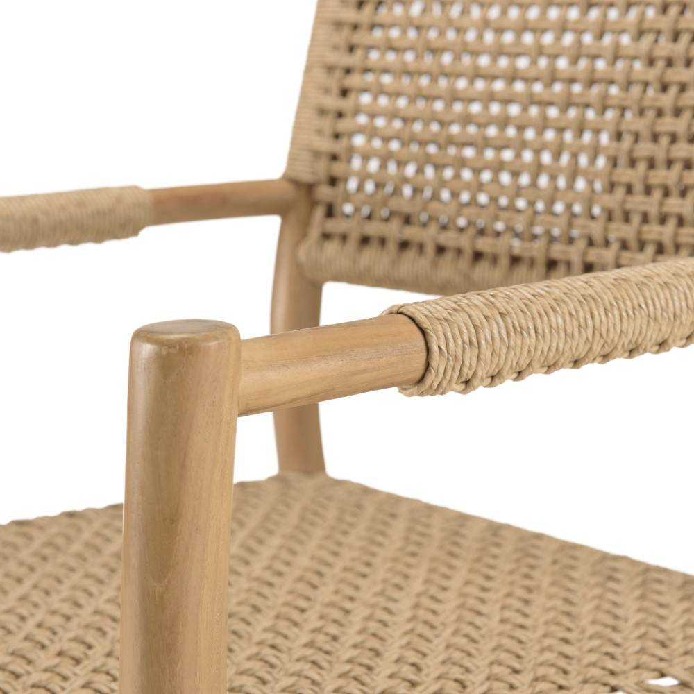 Macabane - VALERIA - Lot de 2 fauteuils jardin accoudoirs bois teck rotin beige - Imagen 7