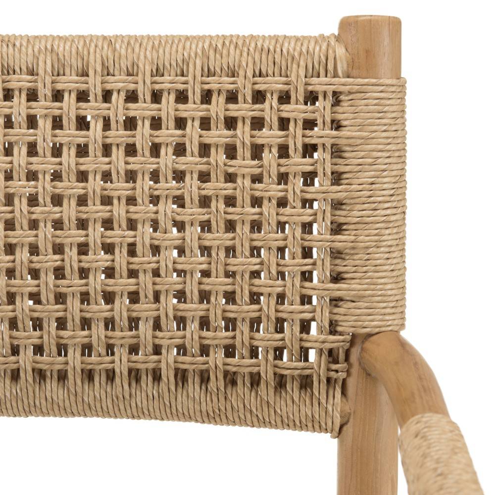 Macabane - VALERIA - Lot de 2 fauteuils jardin accoudoirs bois teck rotin beige - Imagen 5