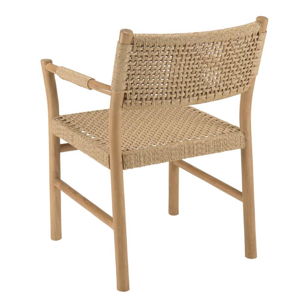 Macabane - VALERIA - Lot de 2 fauteuils jardin accoudoirs bois teck rotin beige - Imagen 6