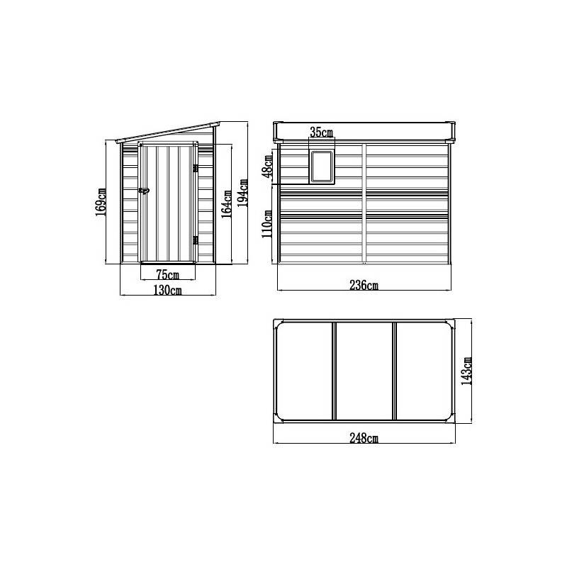 Abri de jardin adossé résine polypropylène 3,55m² avec kit de fondation Jôbu beige - Image 4