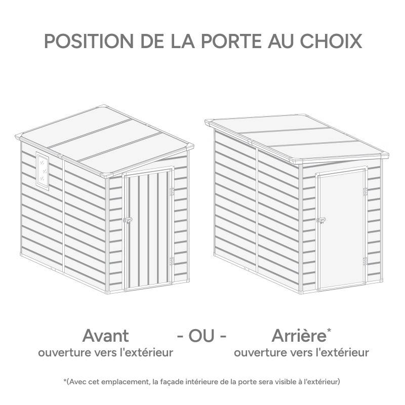 Abri de jardin adossé résine polypropylène 3,55m² avec kit de fondation Jôbu beige - Image 3