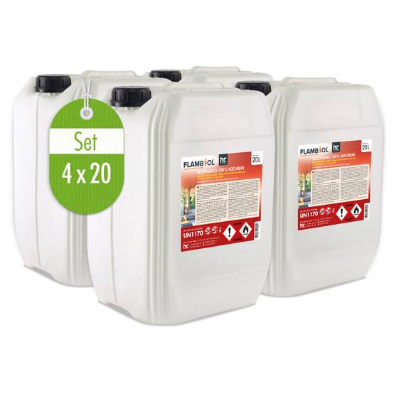 Bioéthanol à 100 % dénaturé FLAMBIOL® en bidon de 20 L x 4 - Image 1