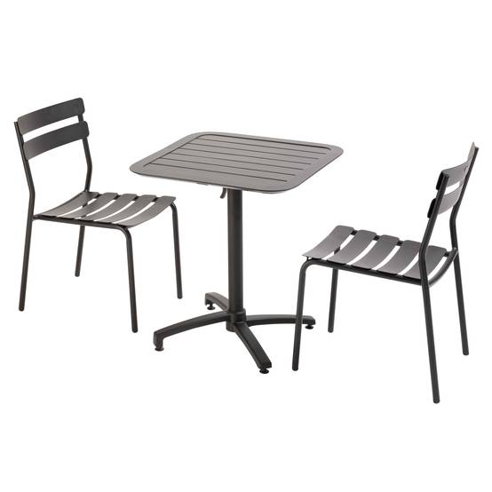 Oviala - Ensemble table inclinable de terrasse 70 x 70 cm et 2 chaises noir Almada - Oviala - Imagen 1