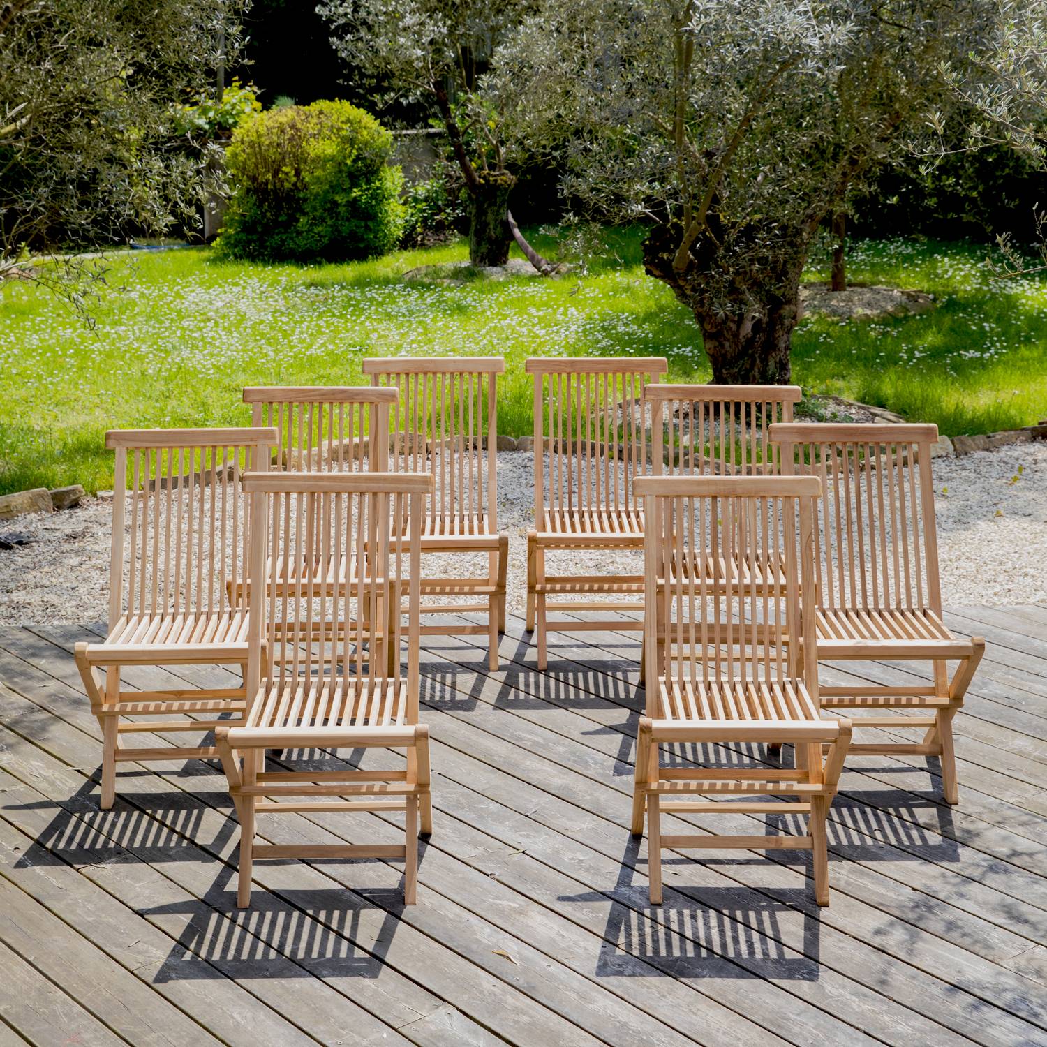 Lot de 8 chaises de jardin en teck LOMBOK - HAPPY GARDEN - Imagen 2