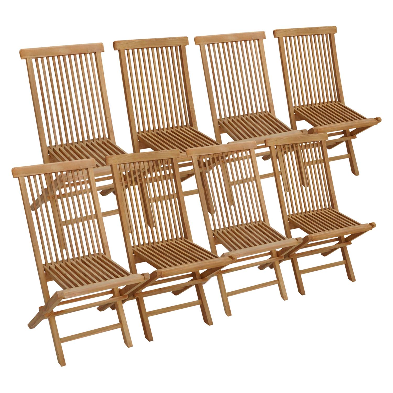 Lot de 8 chaises de jardin en teck LOMBOK - HAPPY GARDEN - Imagen 1