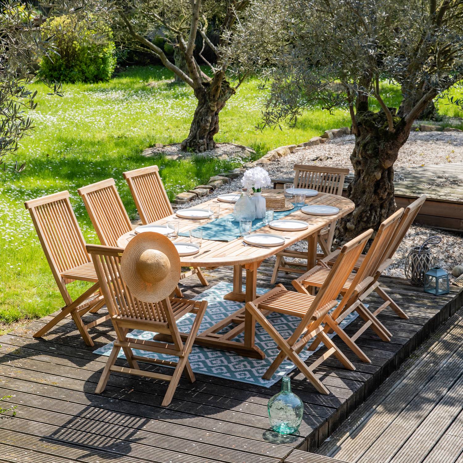 Lot de 8 chaises de jardin en teck LOMBOK - HAPPY GARDEN - Imagen 7
