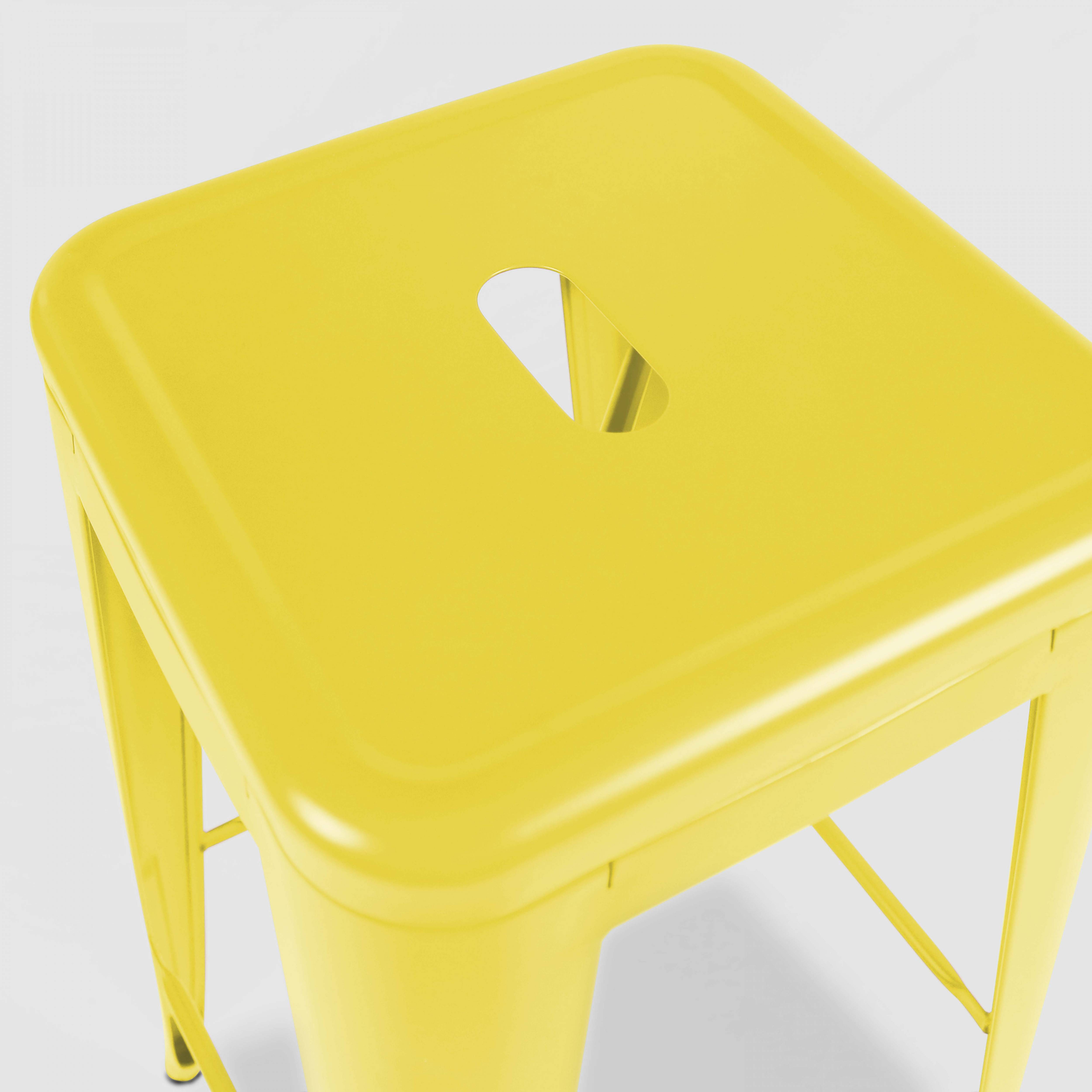 Oviala - Lot de 4 tabourets de bar en acier jaune mat Indus - Oviala - Imagen 4