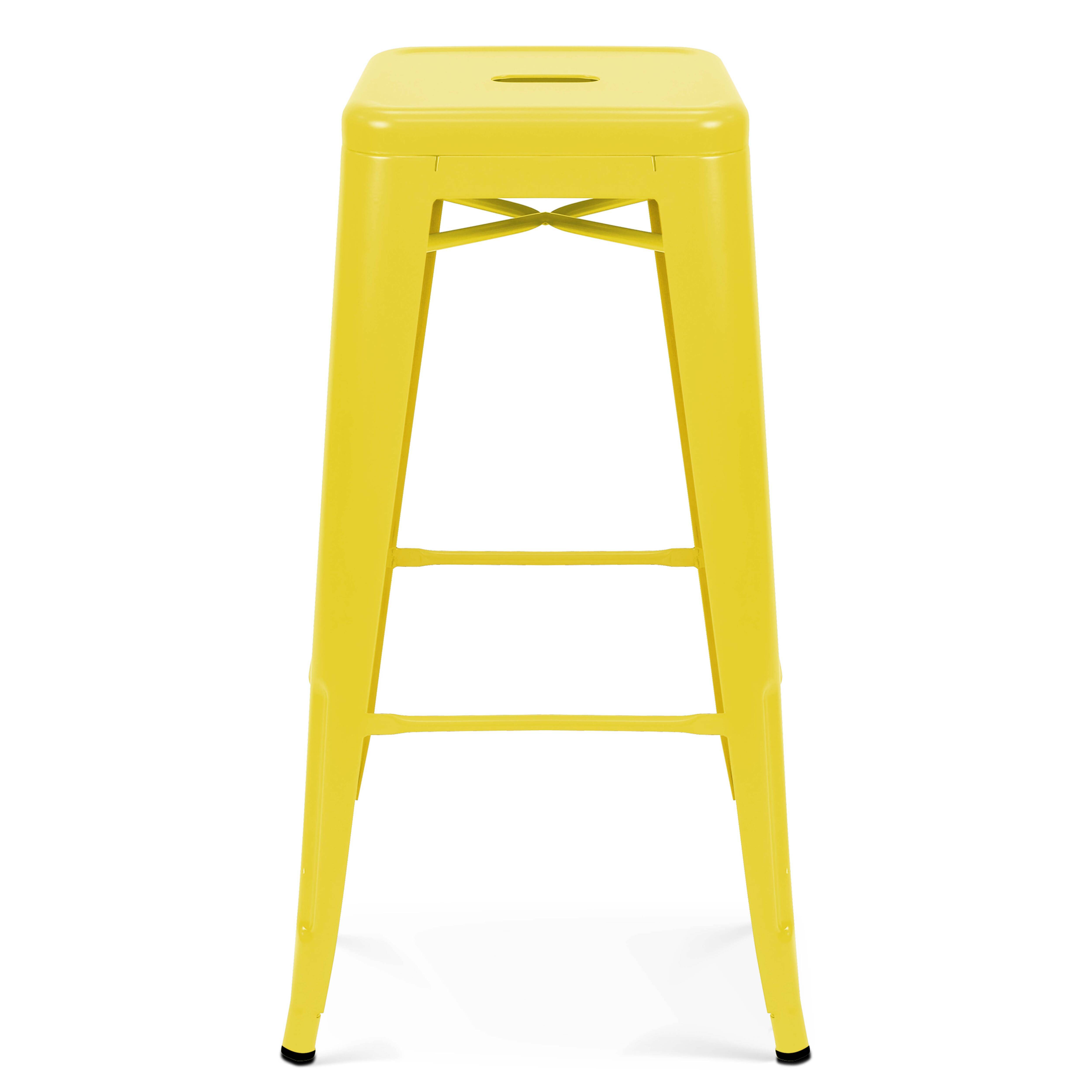 Oviala - Lot de 4 tabourets de bar en acier jaune mat Indus - Oviala - Imagen 3