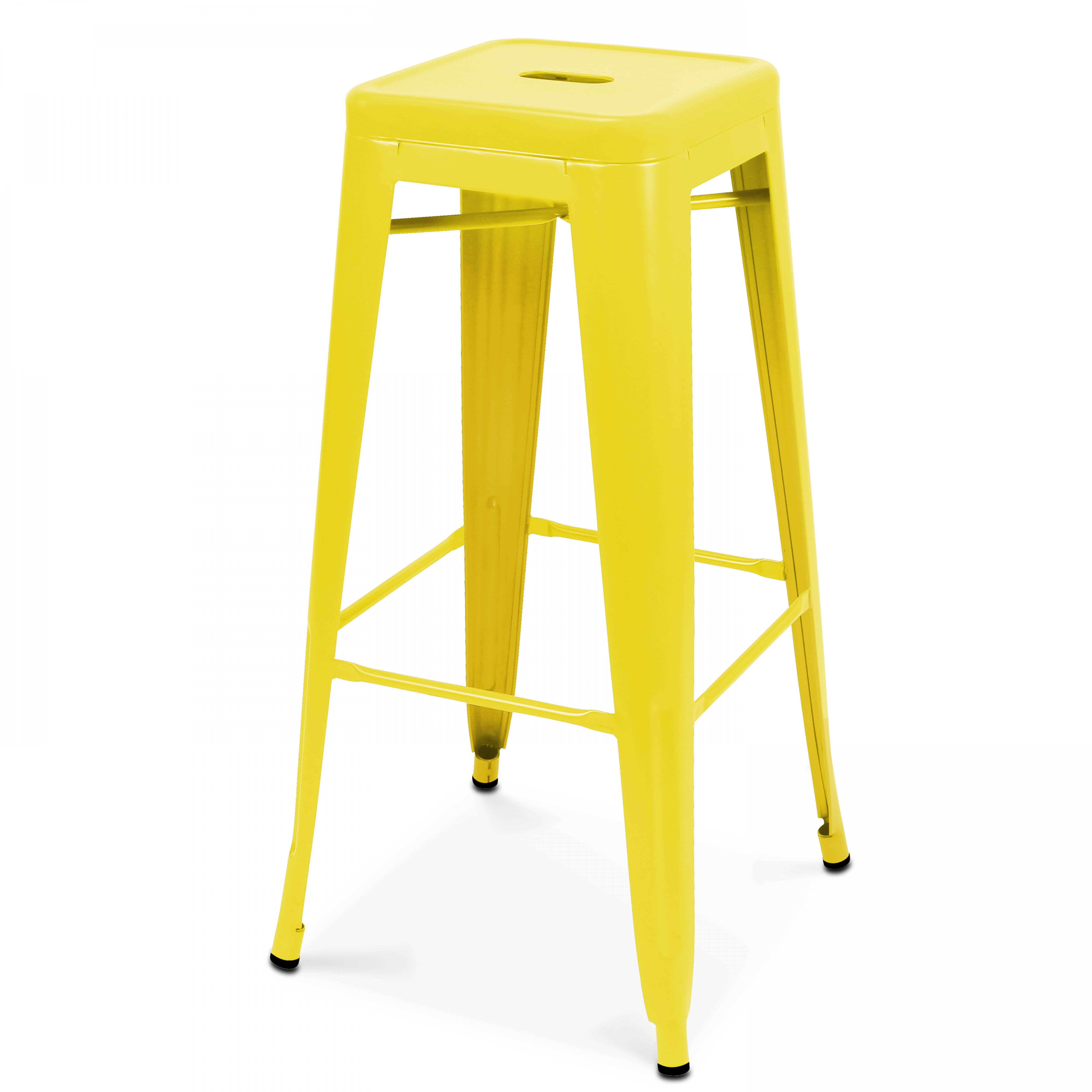 Oviala - Lot de 4 tabourets de bar en acier jaune mat Indus - Oviala - Imagen 2