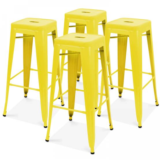 Oviala - Lot de 4 tabourets de bar en acier jaune mat Indus - Oviala - Imagen 1
