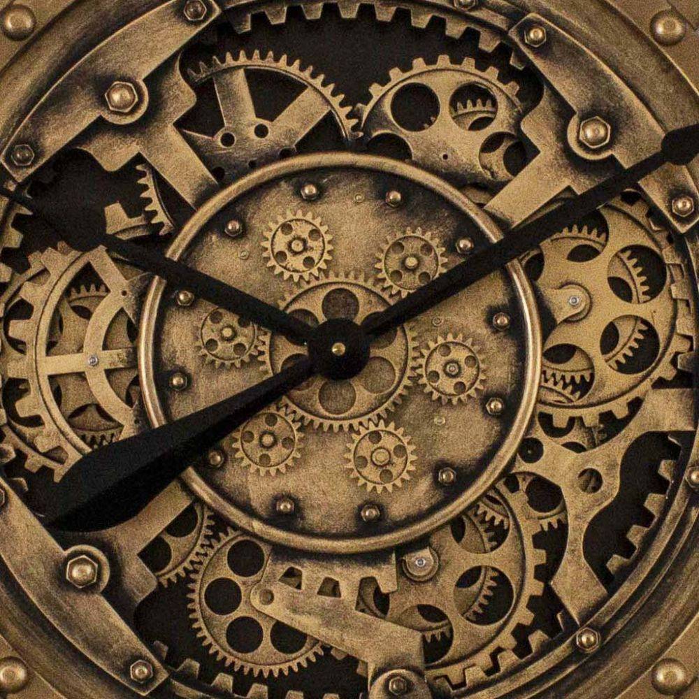 Antic Line Creations - Pendule cartouches crème avec rouages en fer 96cm - Imagen 2