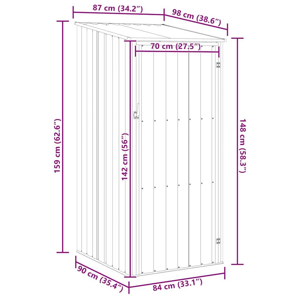 Vidaxl - Abri de jardin Vert 87x98x159 cm Métal galvanisé 0.9m² vidaXL 46289 - Image 3