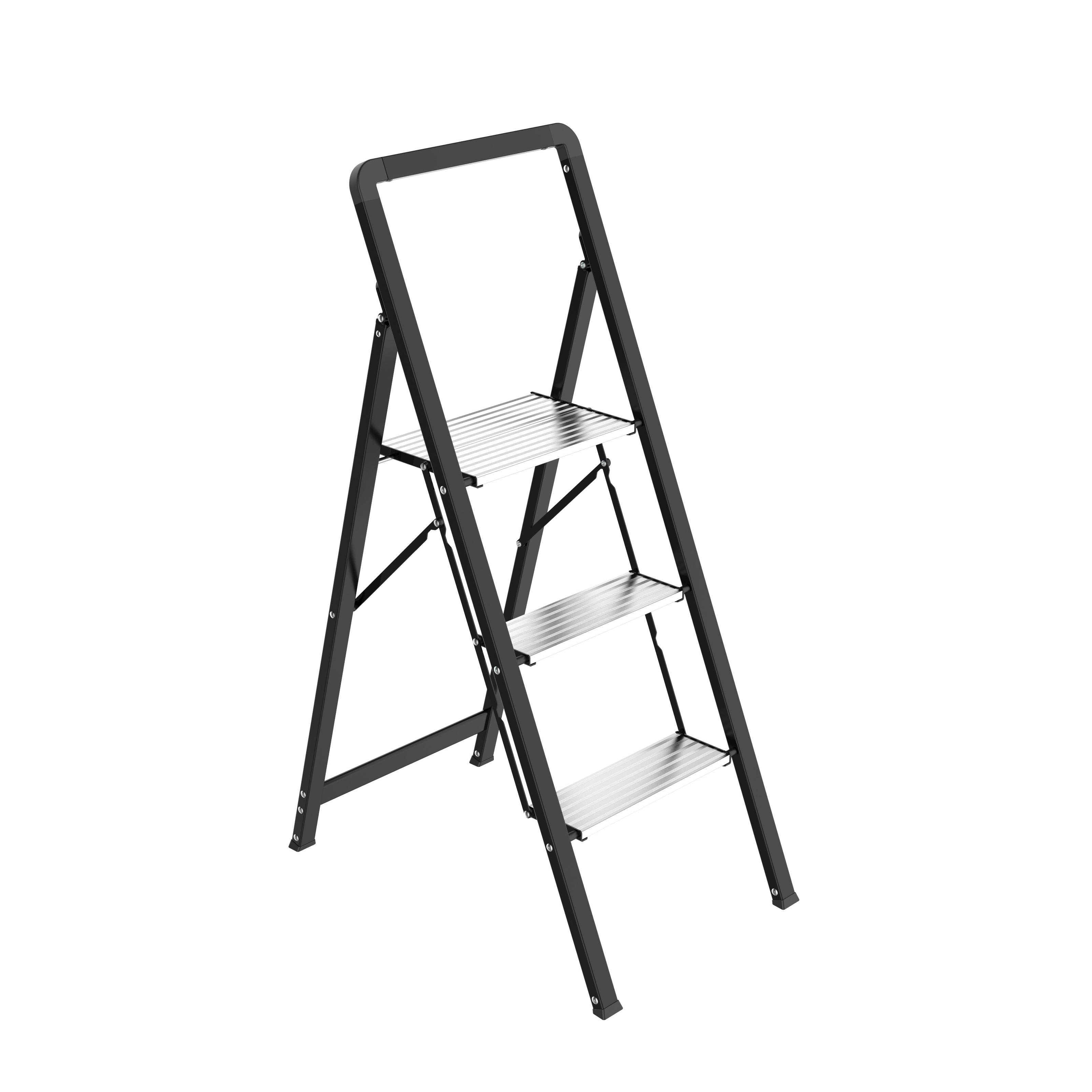 Escabeau 3 marches ultra plat, léger, plateforme antidérapante, 150 kg - ESCALO - Image 1