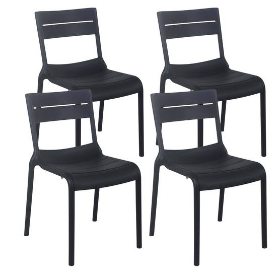 Oviala - Lot de 4 chaises de terrasse en plastique noires Paname - Oviala - Image 1