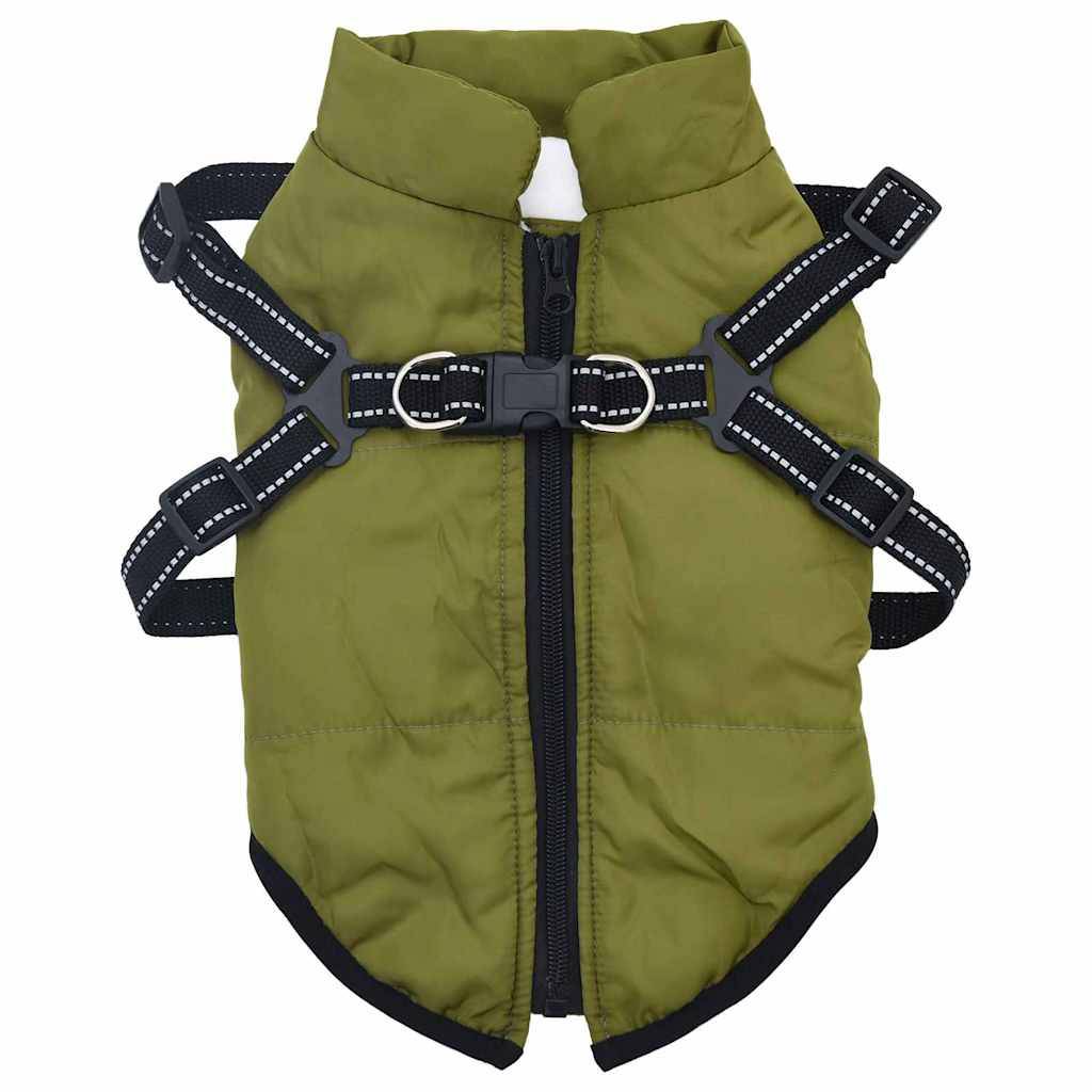 Veste Chien Extérieur Chaude Harnais Intégré Hiver 2XL Vert Armée - ComfortXL Outdoor Living - Image 2