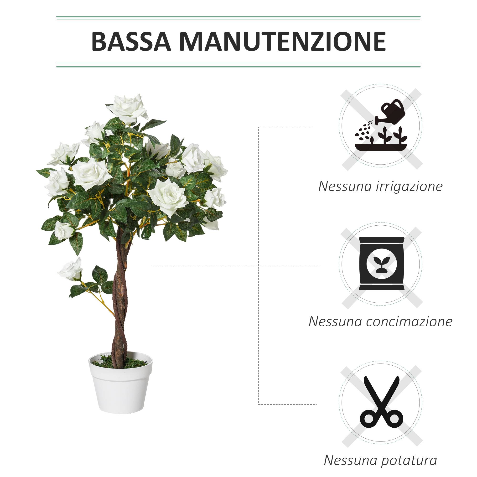 ComfortXL - Rosier Artificiel Tissu Plastique Anti-UV Intérieur Extérieur 21 Fleurs 90cm Blanc - ComfortXL Outdoor Living - Image 8