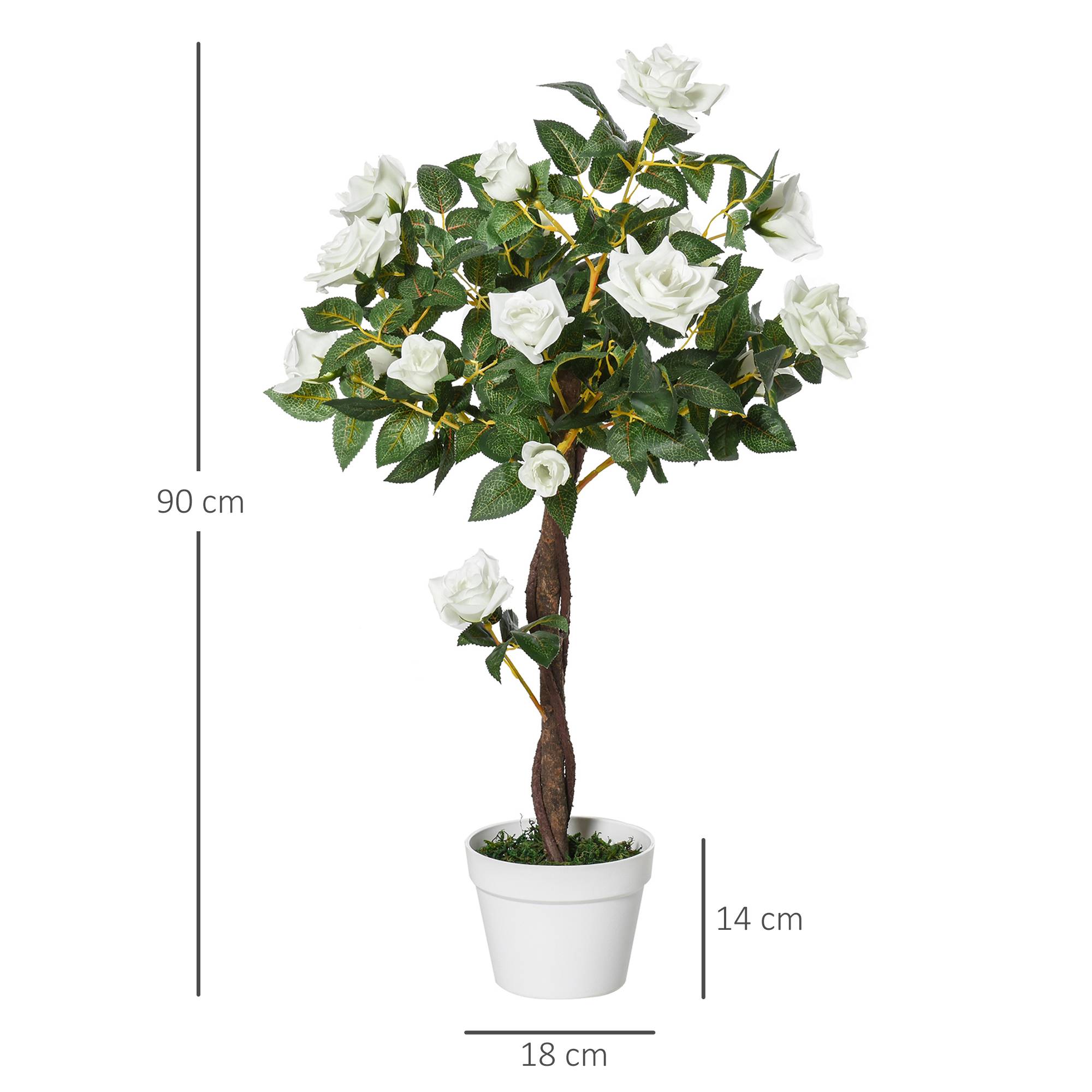 ComfortXL - Rosier Artificiel Tissu Plastique Anti-UV Intérieur Extérieur 21 Fleurs 90cm Blanc - ComfortXL Outdoor Living - Image 5