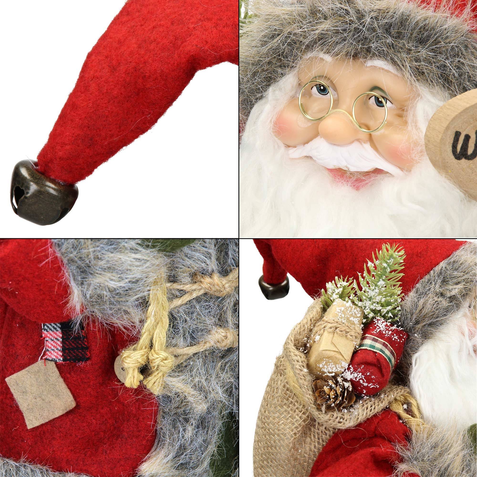 Ecd-Germany - Figurine de Père Noël décoration traditionnelle ornement poupée rouge pour fête - Imagen 4