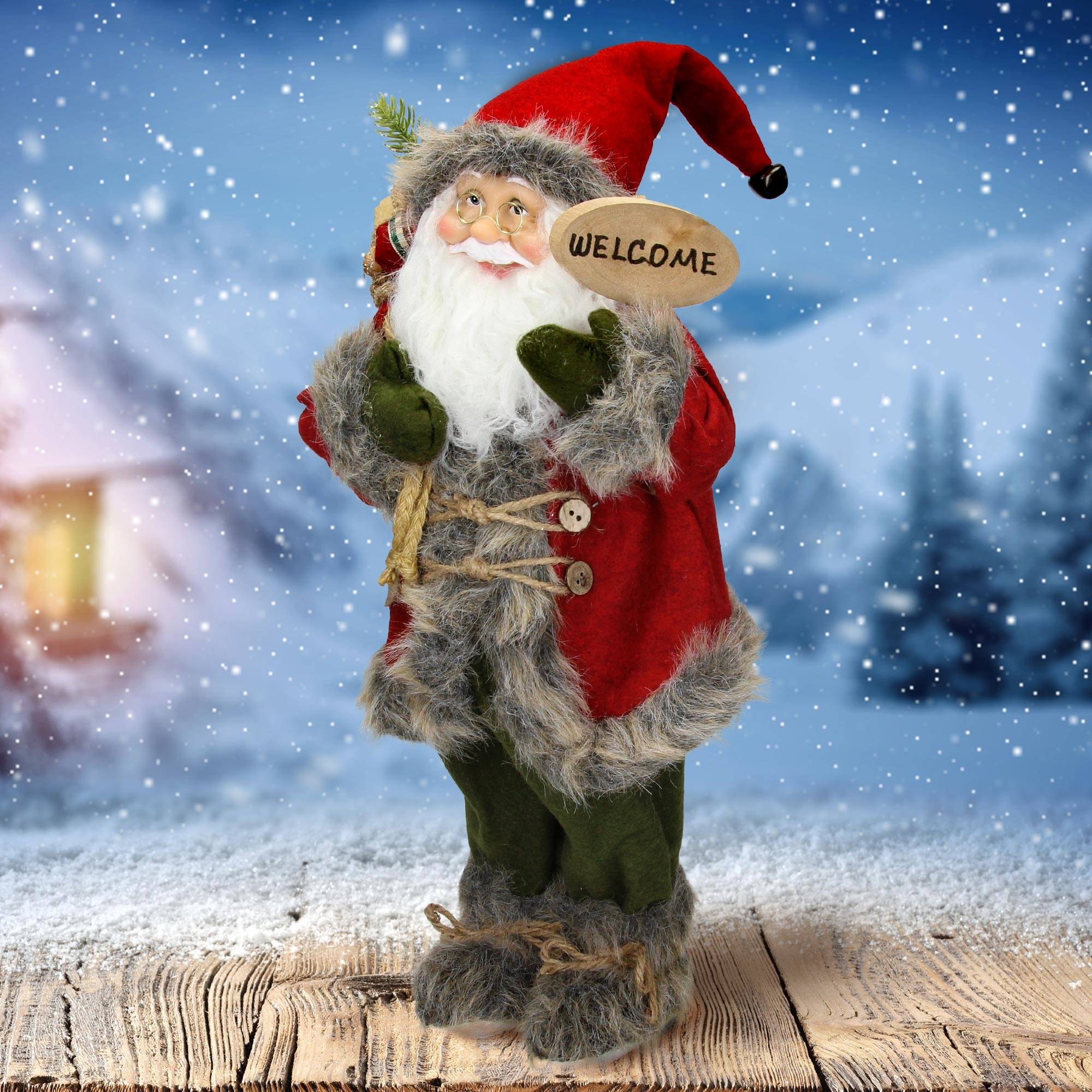Ecd-Germany - Figurine de Père Noël décoration traditionnelle ornement poupée rouge pour fête - Imagen 6