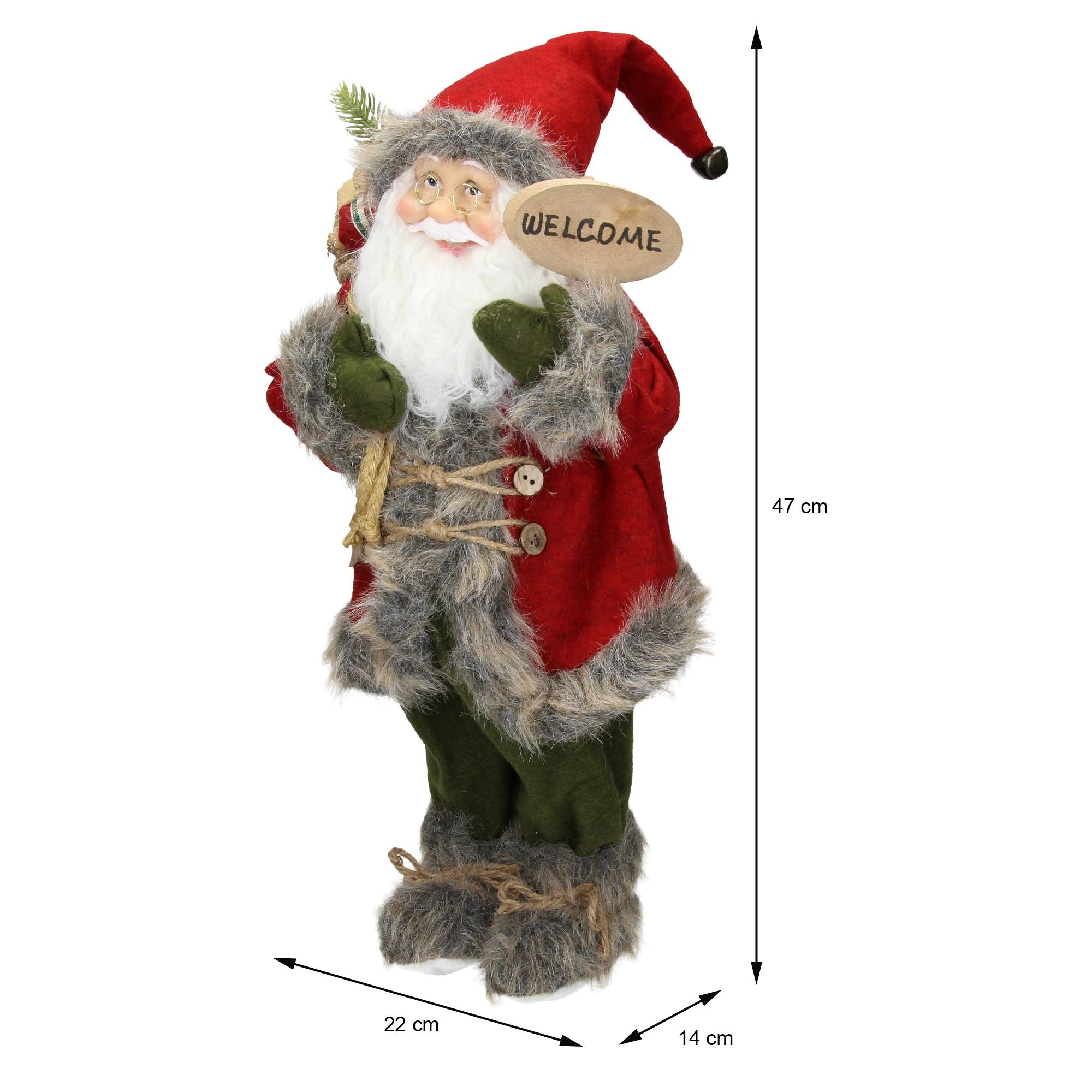Ecd-Germany - Figurine de Père Noël décoration traditionnelle ornement poupée rouge pour fête - Imagen 5