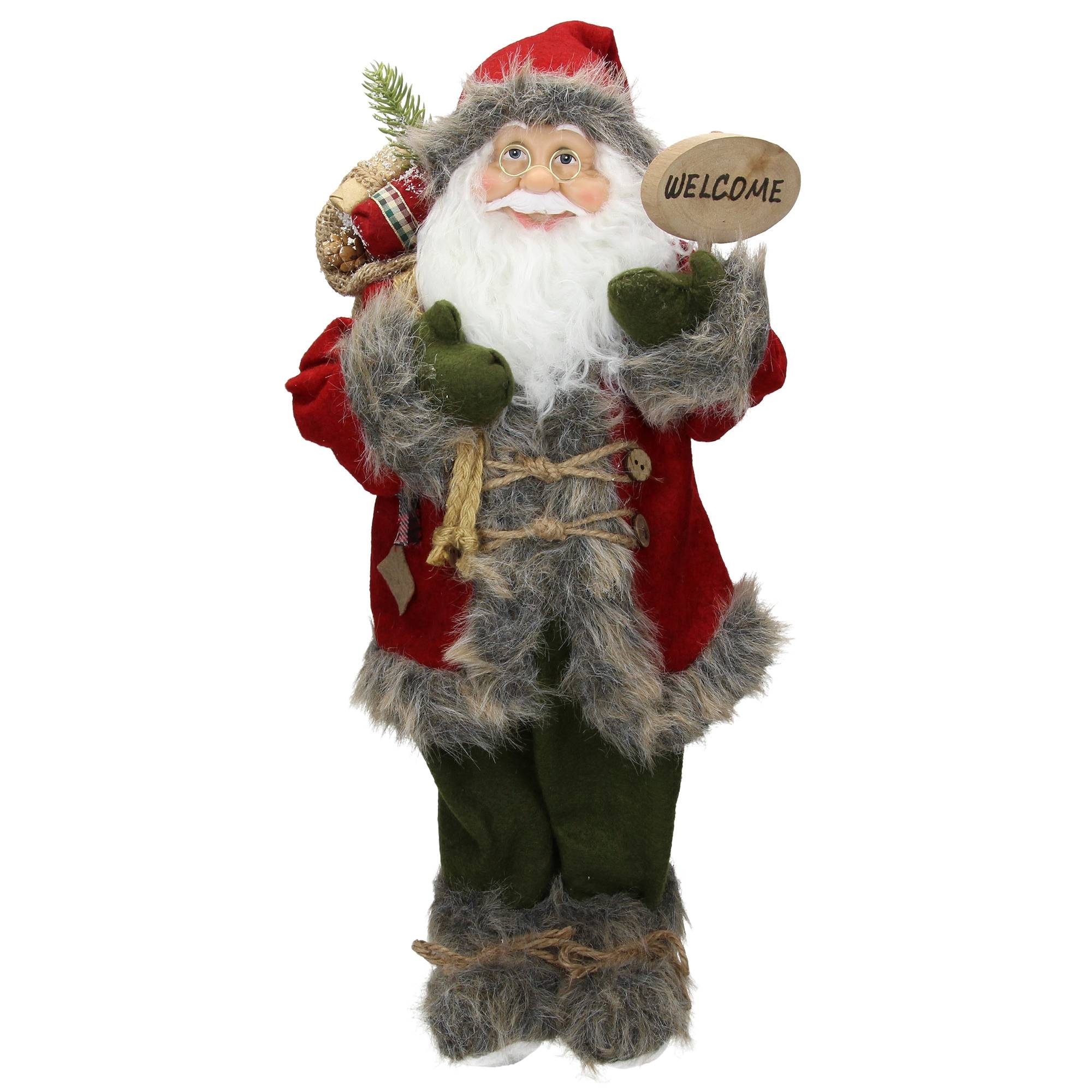 Ecd-Germany - Figurine de Père Noël décoration traditionnelle ornement poupée rouge pour fête - Imagen 1