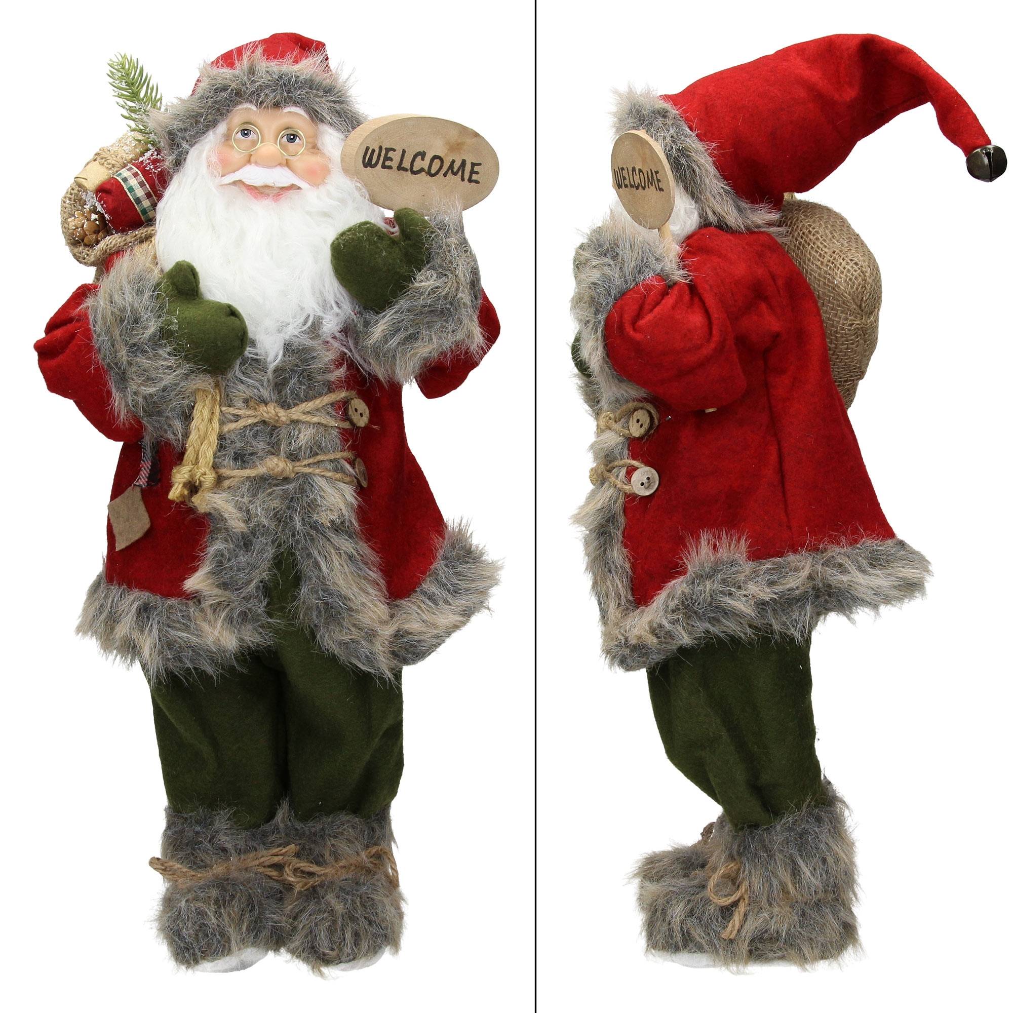 Ecd-Germany - Figurine de Père Noël décoration traditionnelle ornement poupée rouge pour fête - Imagen 2