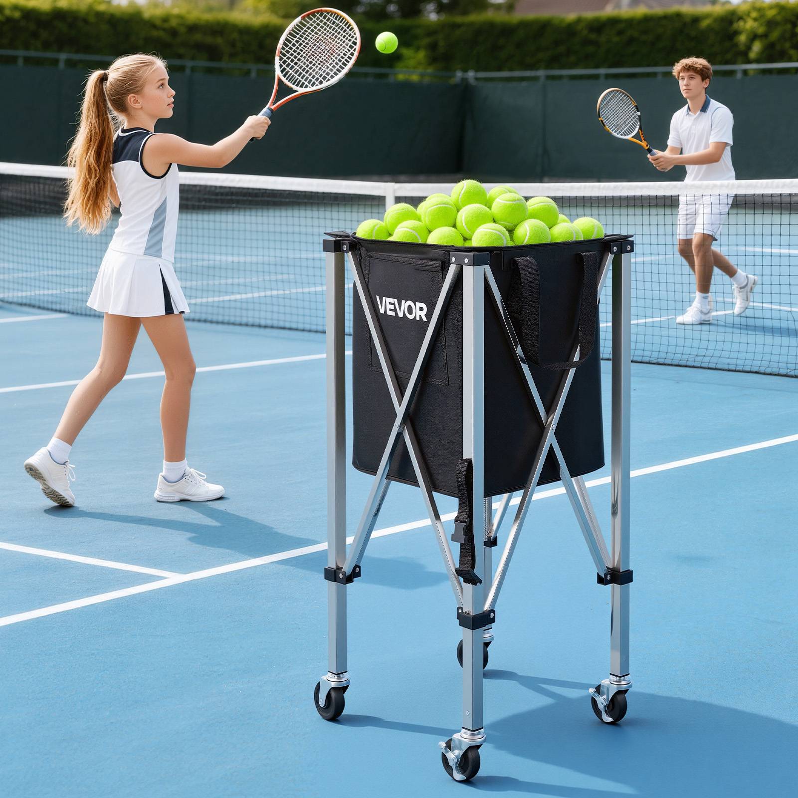 VEVOR Panier à Balles de Tennis avec Roulettes Chariot Pliable pour 200 Balles - Image 8