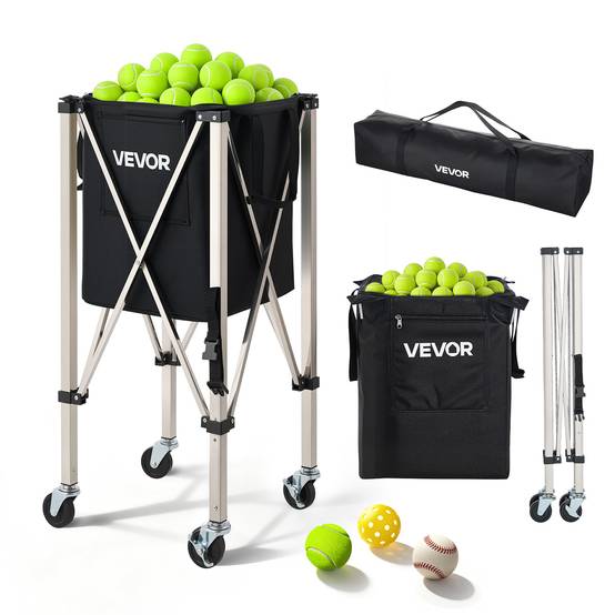 VEVOR Panier à Balles de Tennis avec Roulettes Chariot Pliable pour 200 Balles - Image 1