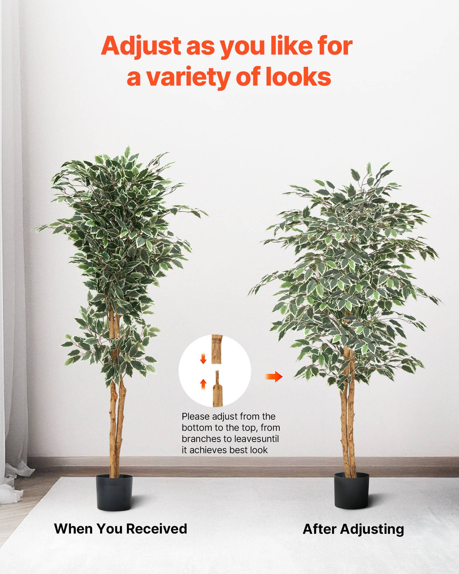 VEVOR Arbre Artificiel Plante Artificielle Faux Ficus 1,5 m Décoration Intérieur - Image 6