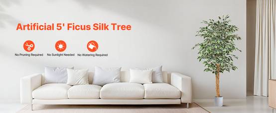 VEVOR Arbre Artificiel Plante Artificielle Faux Ficus 1,5 m Décoration Intérieur - Image 9