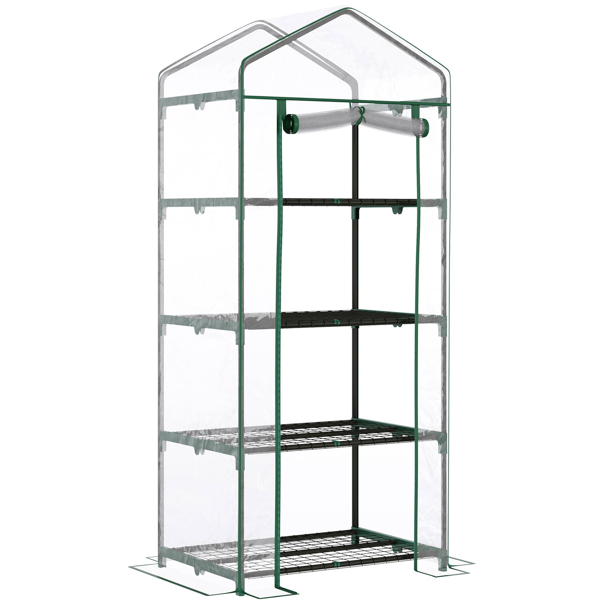 Mini serre de jardin en acier avec 4 étagères - 70 x 50 x 160 cm, vert - Image 1