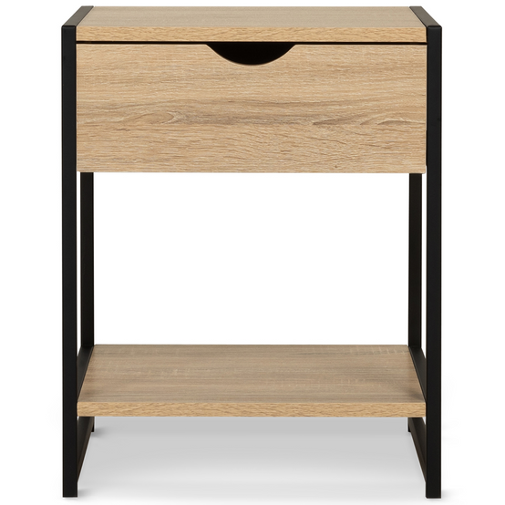 Lot de 2 tables de chevet DETROIT 1 tiroir avec tablette bois et métal noir design industriel - Image 3