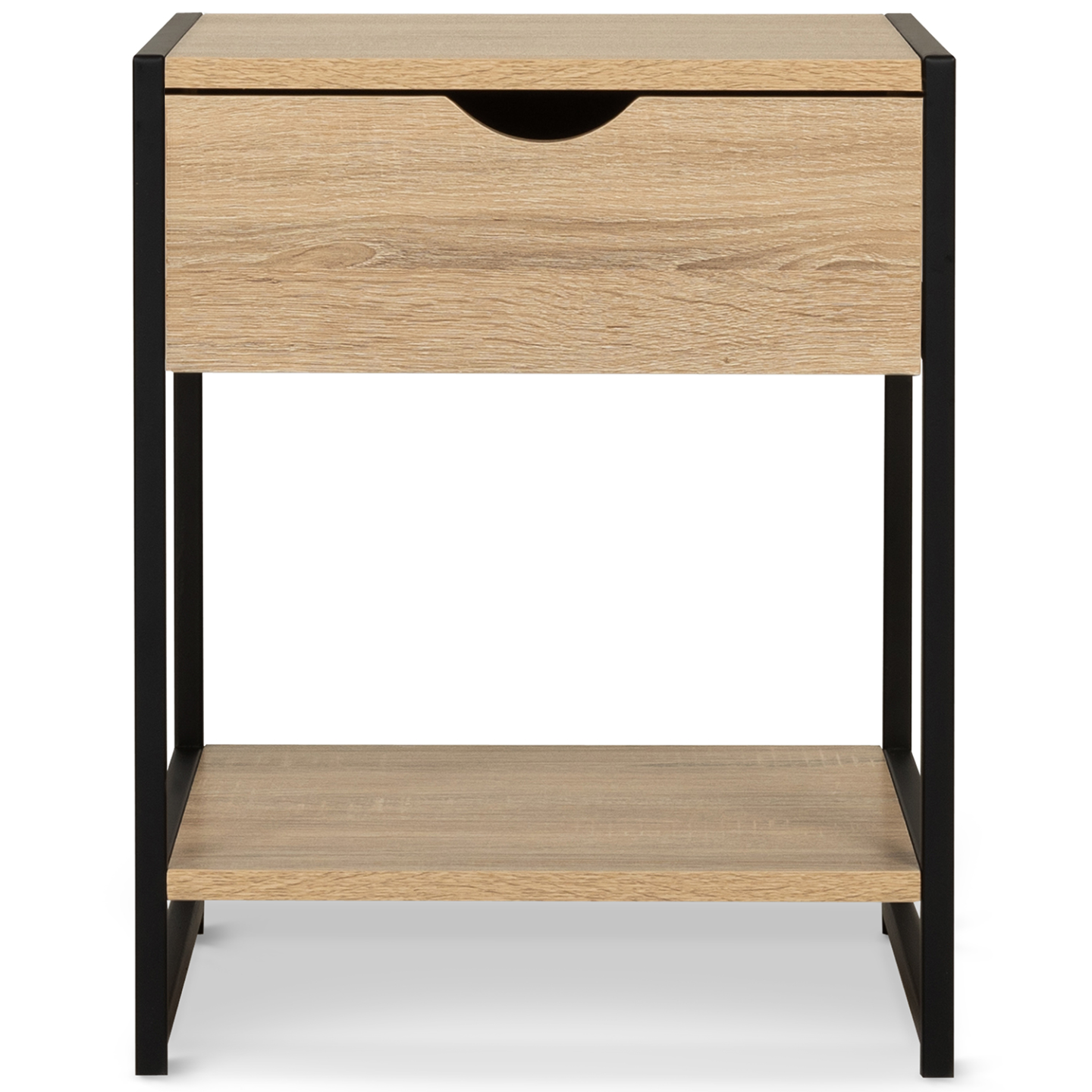 Lot de 2 tables de chevet DETROIT 1 tiroir avec tablette bois et métal noir design industriel - Image 3