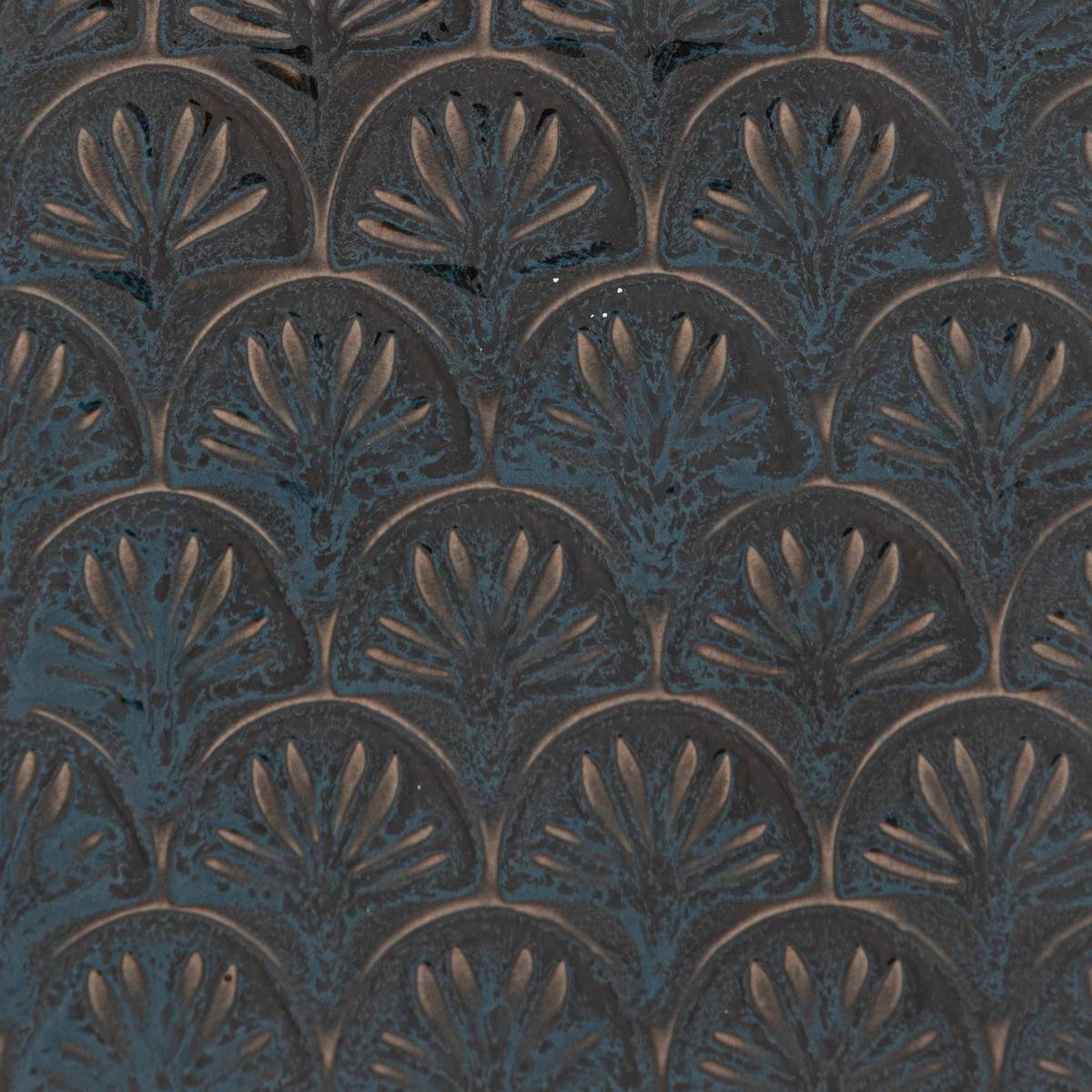 Vase en Céramique émaillée Bleu motif en relief D 11 x H. 24,5 cm - Imagen 2