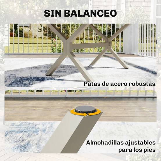 Table de jardin extensible aluminium effet bois pour 8-10 personnes gris - ComfortXL Outdoor Living - Image 8