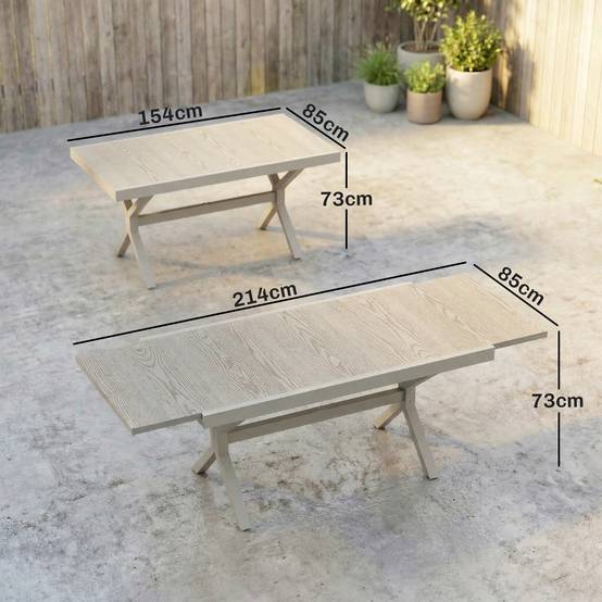 Table de jardin extensible aluminium effet bois pour 8-10 personnes gris - ComfortXL Outdoor Living - Image 5