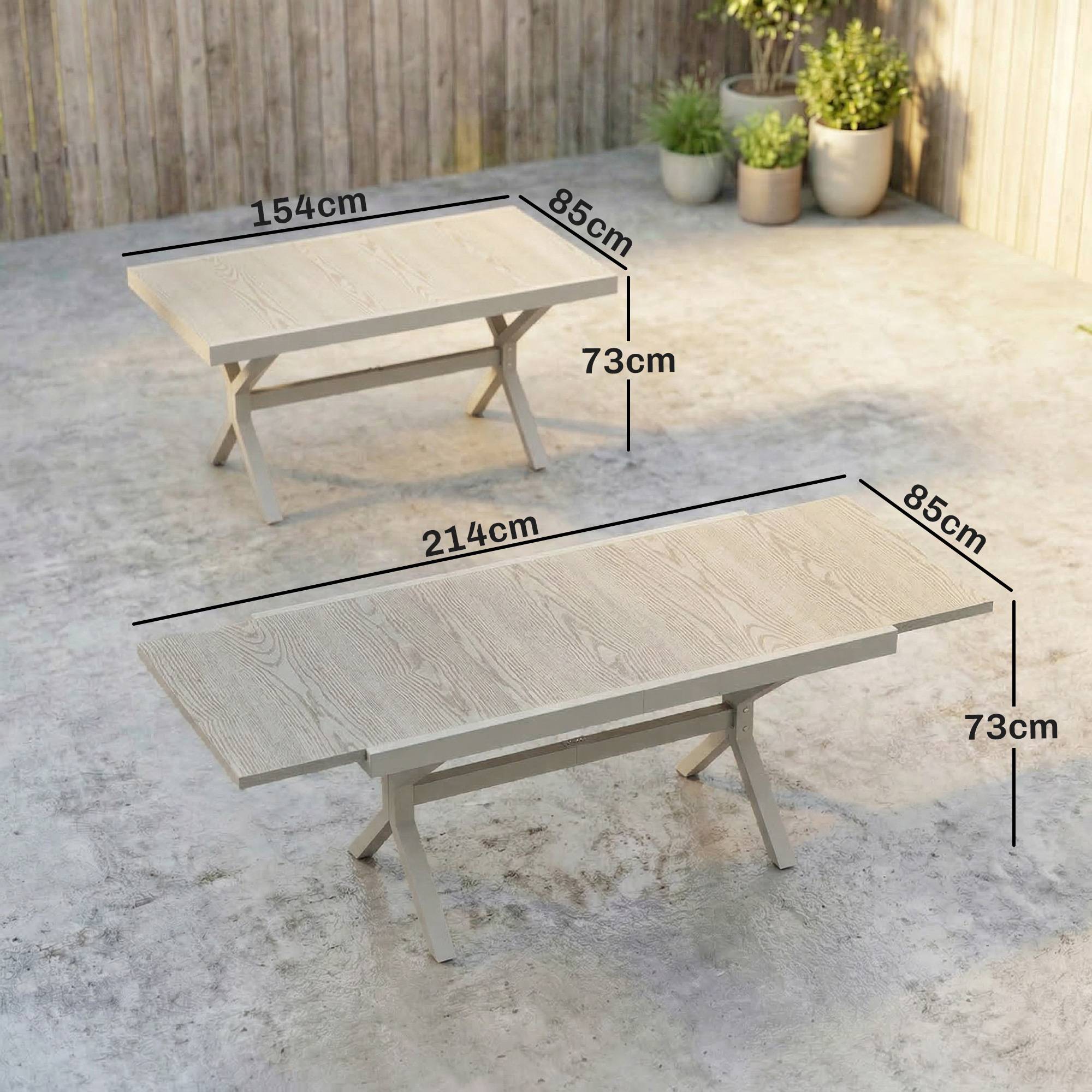 Table de jardin extensible aluminium effet bois pour 8-10 personnes gris - ComfortXL Outdoor Living - Image 5