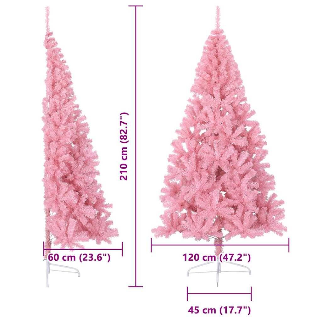 Vidaxl - Sapin de Noël artificiel pré-éclairé Rose 210 cm PVC vidaXL 3397088 - Image 3
